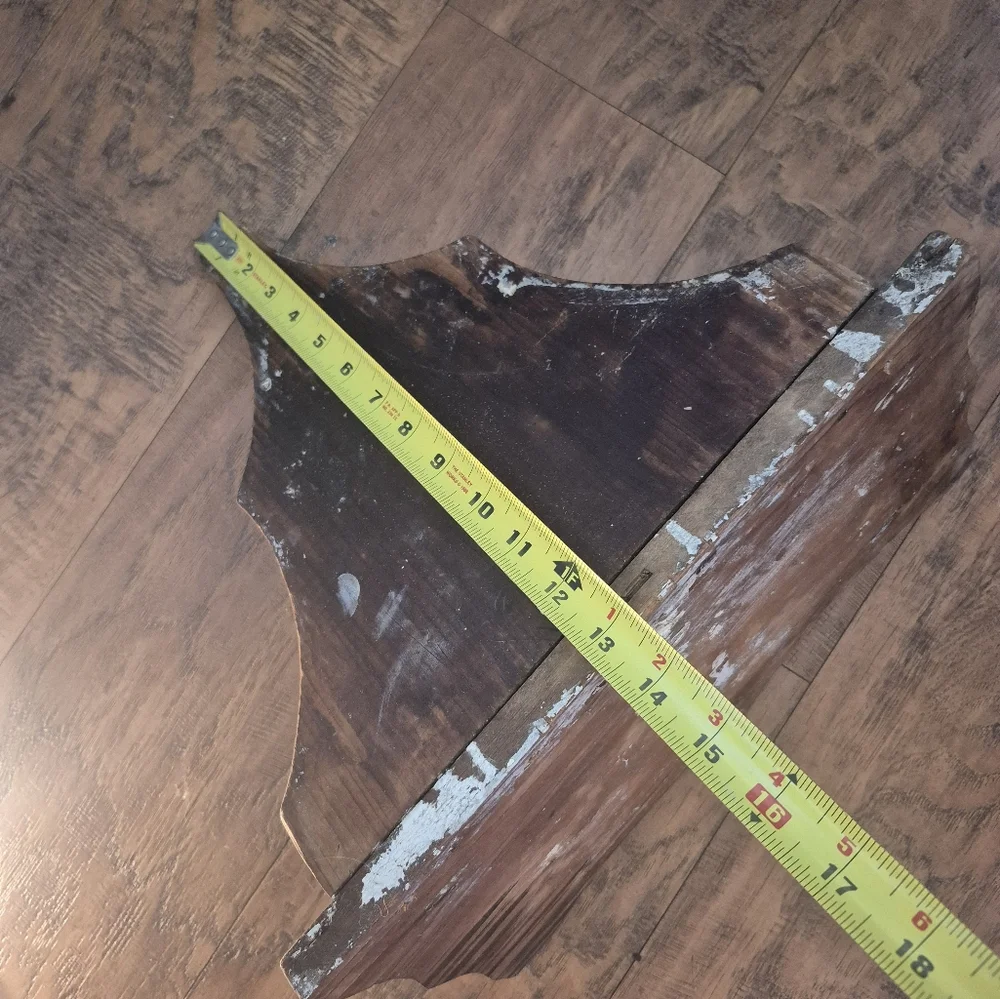 Rustic 1960's Wooden Shelf Wall Hanging Dark Stained 14'L 13.5'T 7.5D